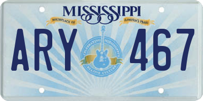 MS license plate ARY467