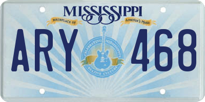 MS license plate ARY468