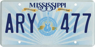 MS license plate ARY477