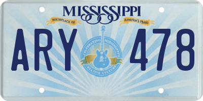 MS license plate ARY478