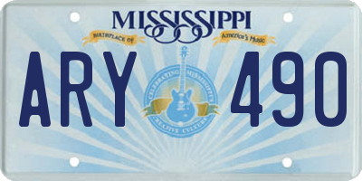 MS license plate ARY490