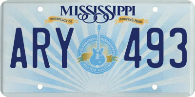 MS license plate ARY493