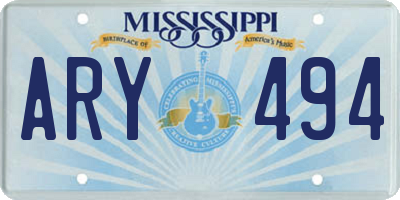 MS license plate ARY494