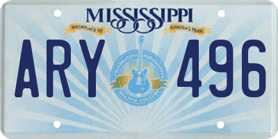 MS license plate ARY496