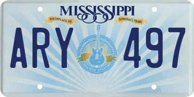 MS license plate ARY497