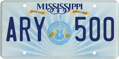 MS license plate ARY500
