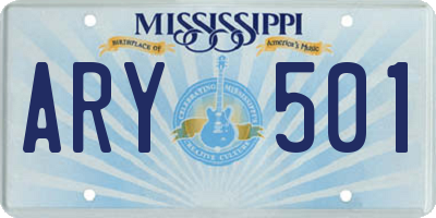 MS license plate ARY501
