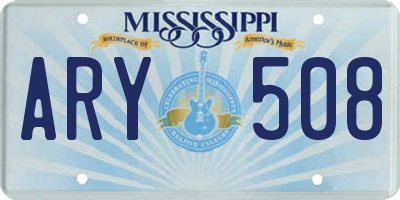 MS license plate ARY508
