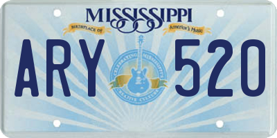 MS license plate ARY520
