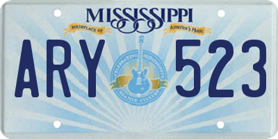 MS license plate ARY523