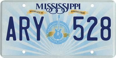 MS license plate ARY528