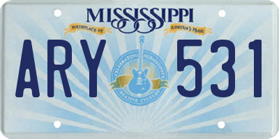 MS license plate ARY531