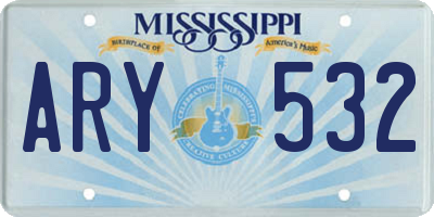 MS license plate ARY532