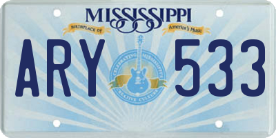 MS license plate ARY533