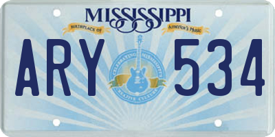 MS license plate ARY534