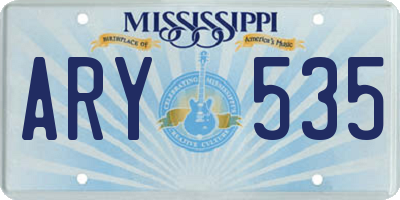 MS license plate ARY535