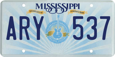 MS license plate ARY537