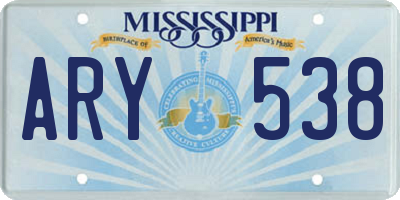 MS license plate ARY538