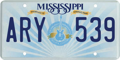 MS license plate ARY539