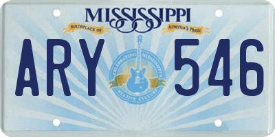 MS license plate ARY546
