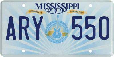 MS license plate ARY550