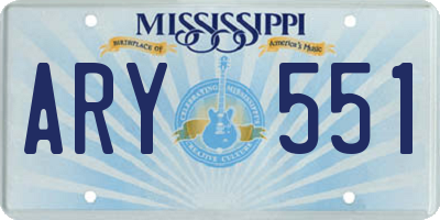 MS license plate ARY551