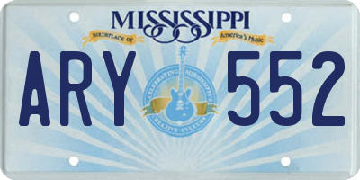 MS license plate ARY552