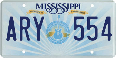 MS license plate ARY554