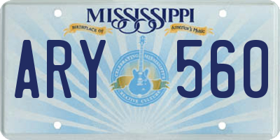 MS license plate ARY560