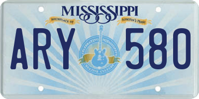 MS license plate ARY580