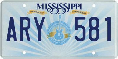 MS license plate ARY581