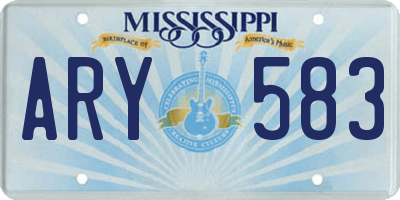 MS license plate ARY583