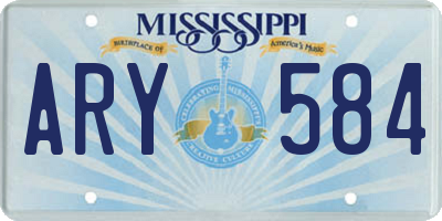 MS license plate ARY584