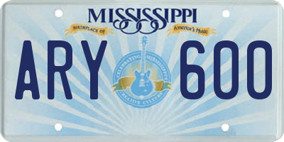 MS license plate ARY600