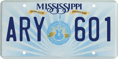 MS license plate ARY601
