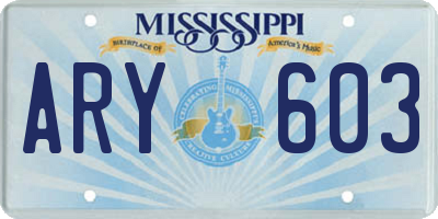 MS license plate ARY603