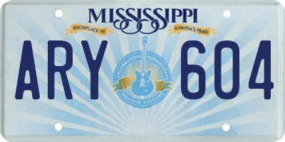 MS license plate ARY604