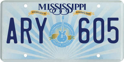 MS license plate ARY605