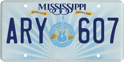 MS license plate ARY607