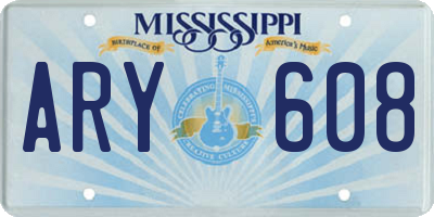 MS license plate ARY608
