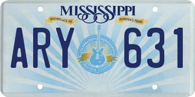 MS license plate ARY631