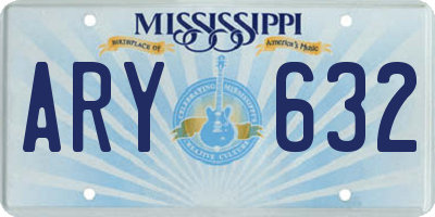MS license plate ARY632