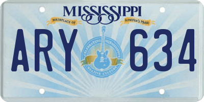 MS license plate ARY634