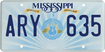 MS license plate ARY635