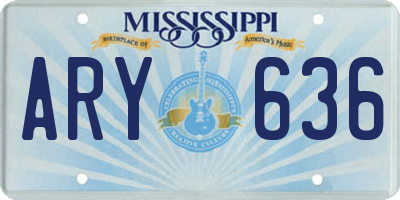 MS license plate ARY636