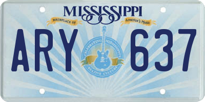 MS license plate ARY637