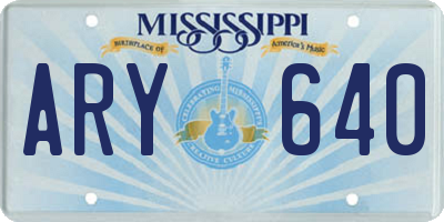 MS license plate ARY640