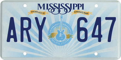 MS license plate ARY647