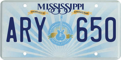 MS license plate ARY650