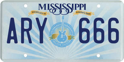 MS license plate ARY666